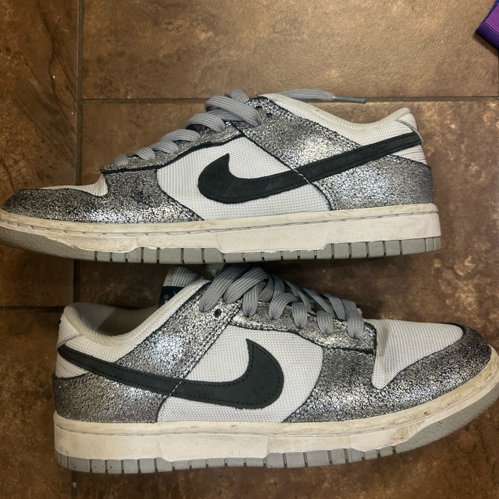 Sparkly Silver Nike Dunks